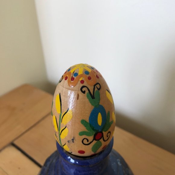 Wooden Hand Decorated Eggs Ukrainian Floral & Black and Gold Modern Design 2.75" - Picture 8 of 8